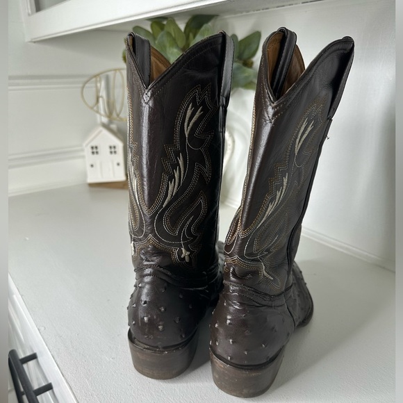 JAR Boots Exotic Print Ostrich Western Boots Brown Leather Men’s Size 8.5 Wmn 10 - Picture 6 of 10